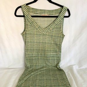 Tory Burch Green and White Pattern Dress